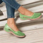 Women's Wide Toe Box Slip-On Flats with Cushioned Insole and Breathable Upper All Vera Mart