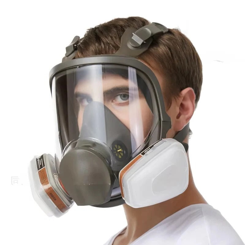 Full Face Respirator with Anti Fog Visor and Dual Filter Cartridges ...