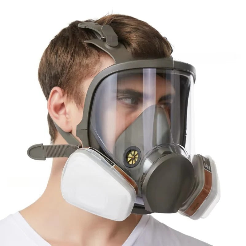 Full Face Respirator with Anti Fog Visor and Dual Filter Cartridges for Dust Protection All Vera Mart
