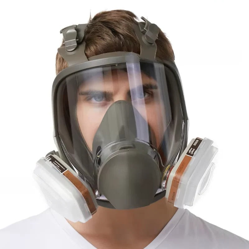 Full Face Respirator with Anti Fog Visor and Dual Filter Cartridges for Dust Protection All Vera Mart