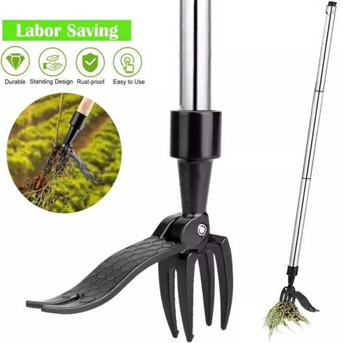 Four Prong Weed Puller with Foot Lever and Non-Slip Handle for Standing Use All Vera Mart