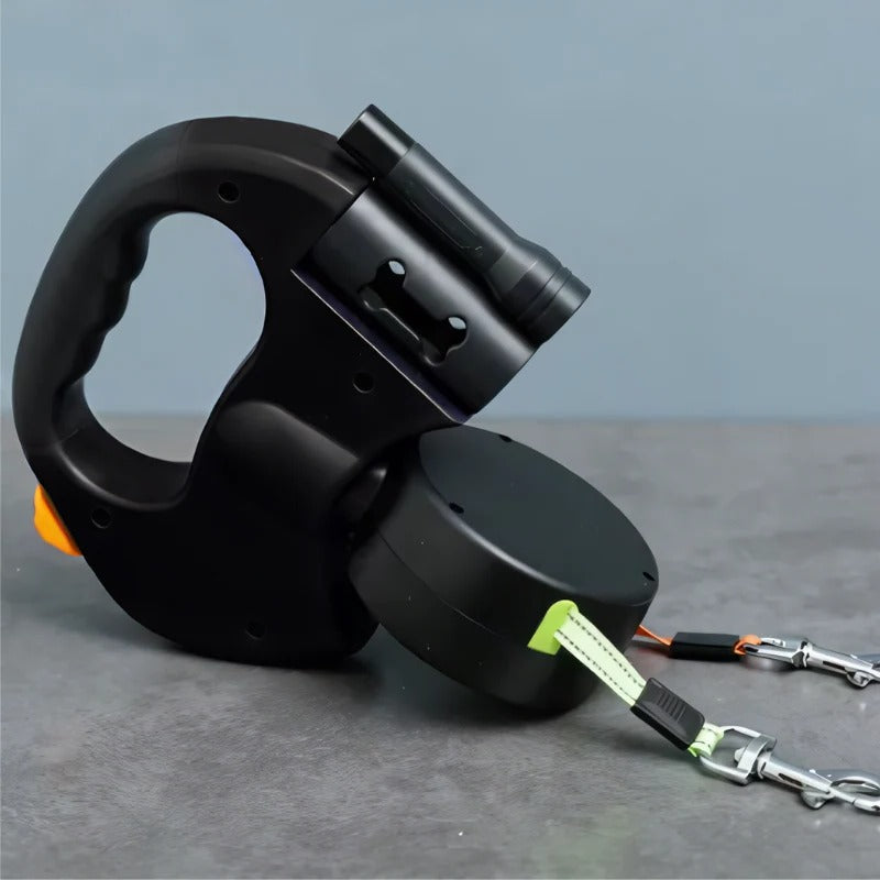 Dual Retractable Dog Leash with 360 Degree Swivel and Built-In Light All Vera Mart