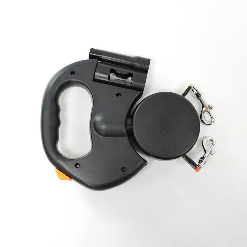 Dual Retractable Dog Leash with 360 Degree Swivel and Built-In Light All Vera Mart