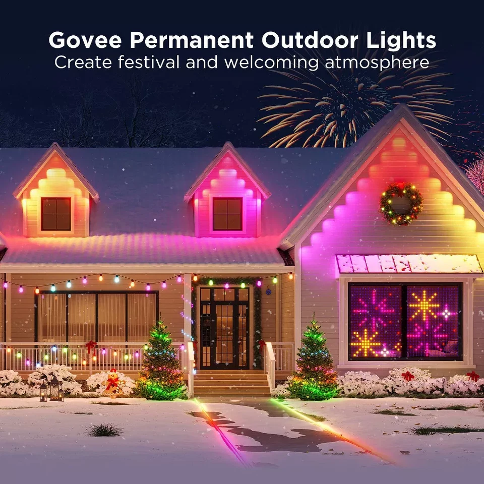 Govee 100ft RGBICW Black Permanent Outdoor Lights Elite Multicolored LED New allveramart