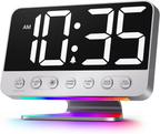 Odokee Digital Alarm Clocks for Bedrooms: Large Bold Number 5 Brightness Dimmer - Easy to Read Across The Room - 5 Alarm Sound 8 Night Light - Silver allveramart