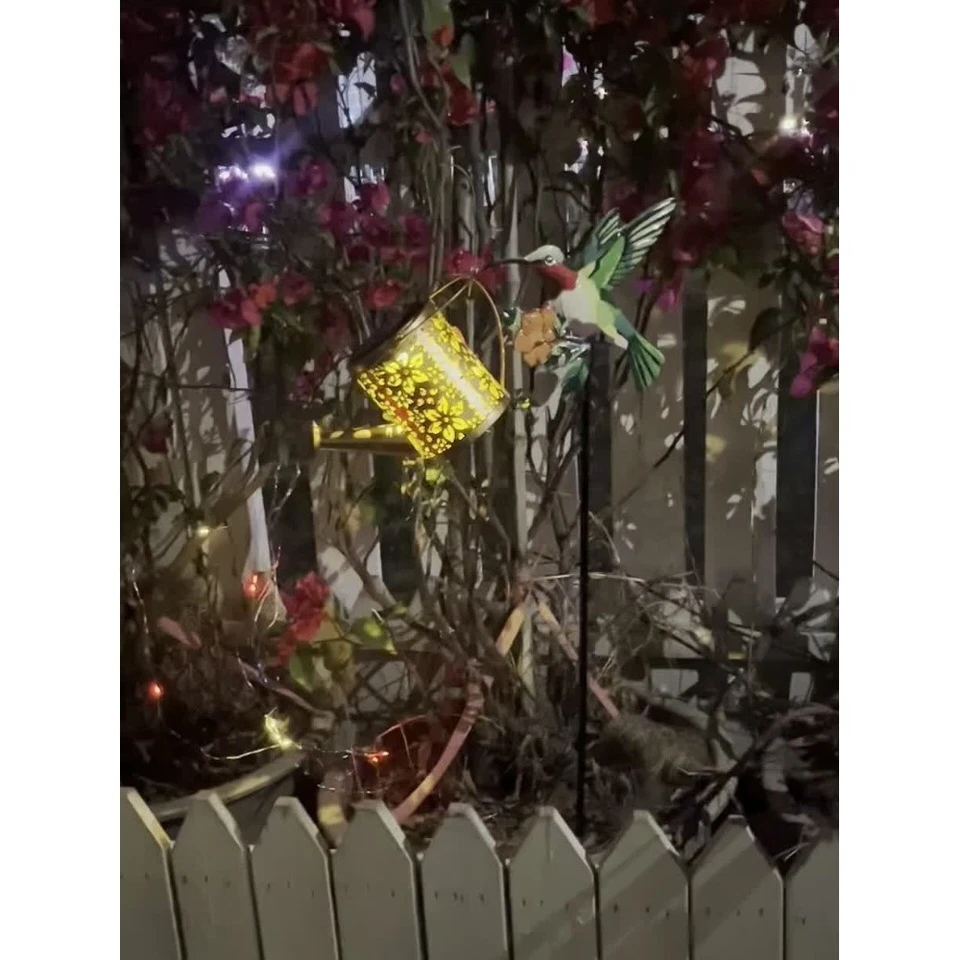 Solar Hummingbird Garden Lantern with Floral Design IP44 Outdoor Yard Decor allveramart