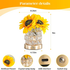 AMWGIMI Sunflowers Flower Lamp,Rechargeable Cordless Touch Table Lamp,3-Colour Infinitely Dimming Small Night Light,Festival Restaurant Bedroom Bar Coffee Shop Birthday Gifts for Women Mom allveramart