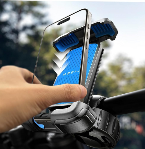LISEN Bike Phone Holder, [Super Easy Install] Motorcycle Phone Mount Ebike Accessories Bicycle Handlebar Holder Mount Gifts for Adults Kids Men Mountain Mini Bike Scooter Gear Accessories, Black allveramart