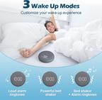 REACHER Super Loud Vibrating Alarm Clock for Heavy Sleepers Adults & Teens, Cordless Under-Pillow Bed Shaker Alarm, Rechargeable Battery Powered Travel Clock, Auto-Dim Display allveramart