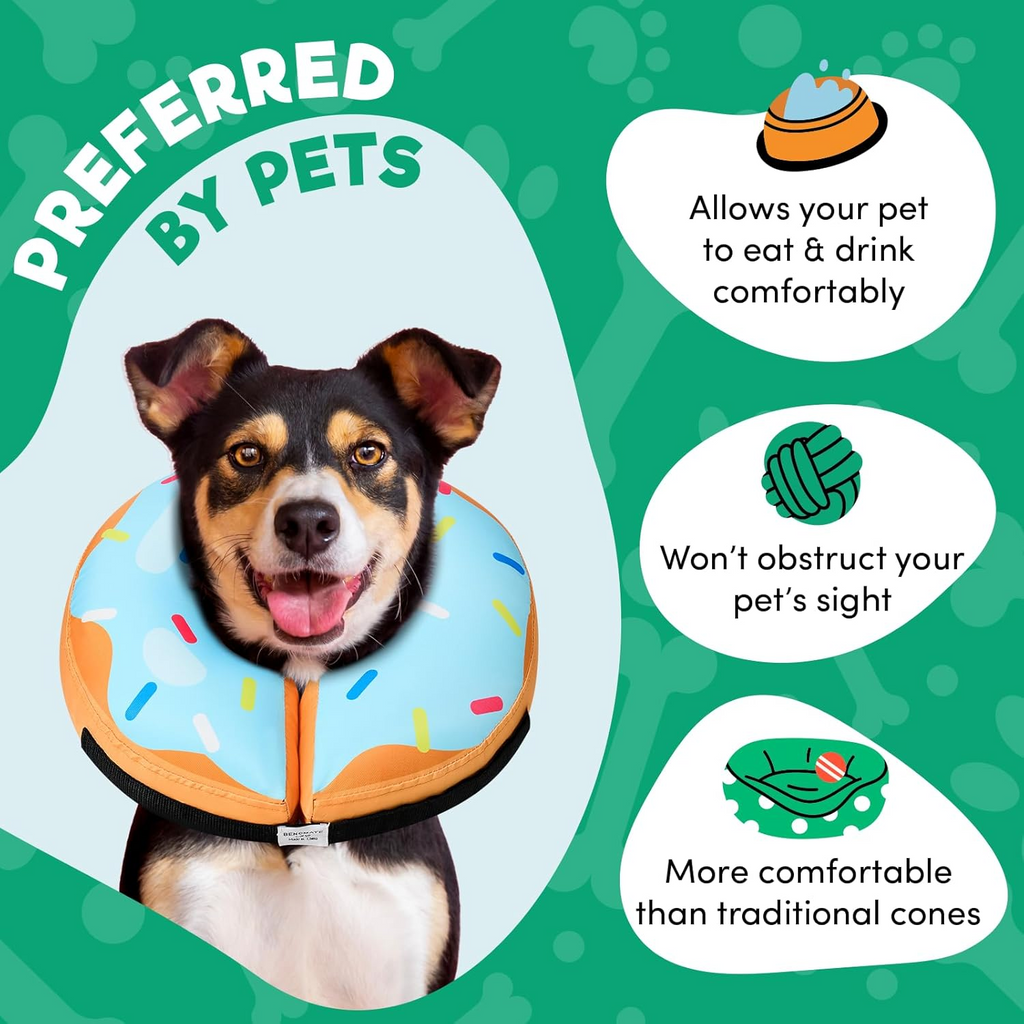 BENCMATE Inflatable Dog Cone Collar Alternative, Soft Dog Cone for Small Medium Large Dogs and Cats, Neck Recovery ECollar Donut Collar After Surgery (Large, Blue) allveramart