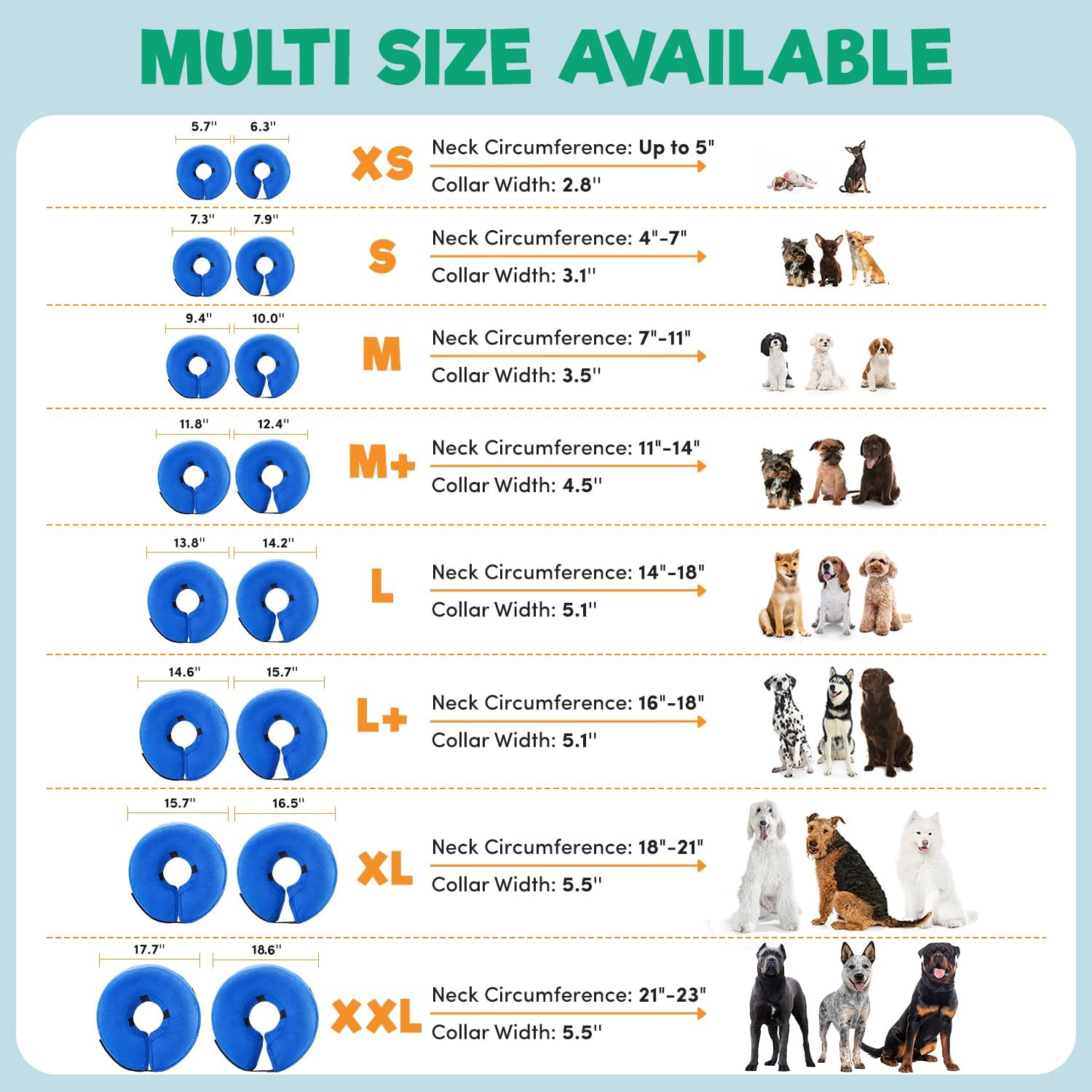 BENCMATE Inflatable Dog Cone Collar Alternative, Soft Dog Cone for Small Medium Large Dogs and Cats, Neck Recovery ECollar Donut Collar After Surgery (Large, Blue) allveramart