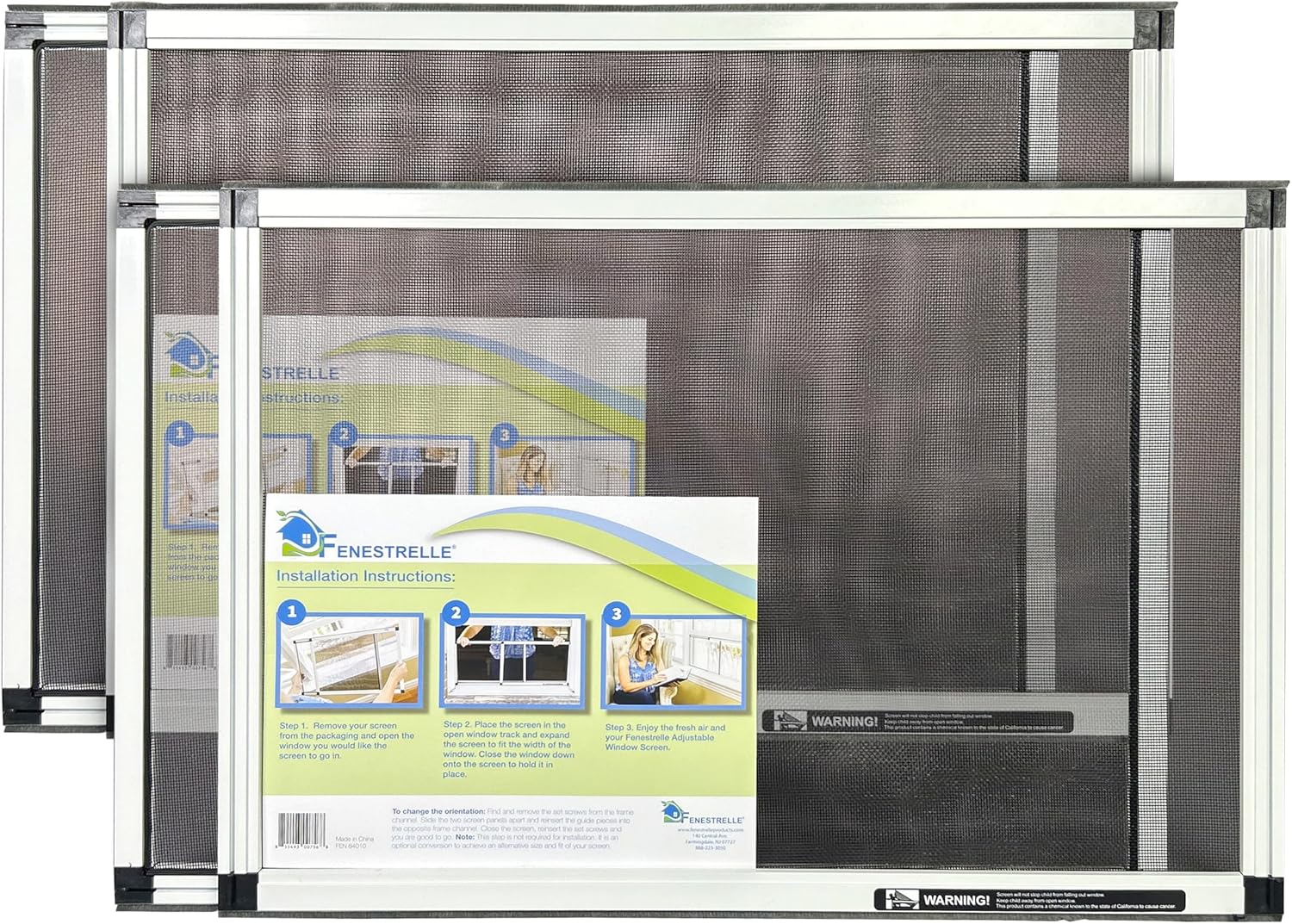 Fenestrelle Expandable Window Screen – 15″ H × 21″–40″ W Horizontal, 2‑Way Adjustable Window Screen with Flame Resistant Fiberglass Mesh, Pack of 2 allveramart