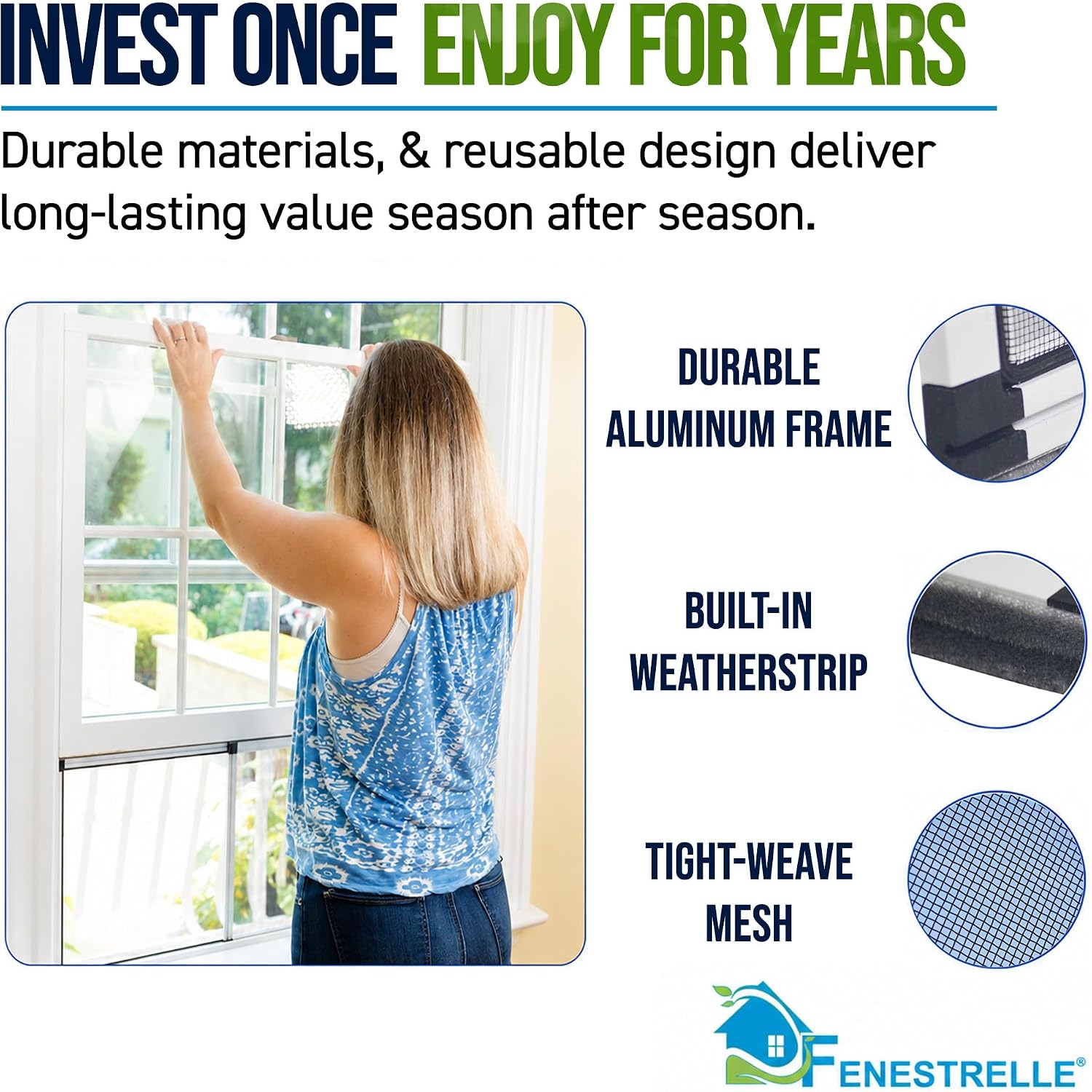 Fenestrelle Expandable Window Screen – 15″ H × 21″–40″ W Horizontal, 2‑Way Adjustable Window Screen with Flame Resistant Fiberglass Mesh, Pack of 2 allveramart