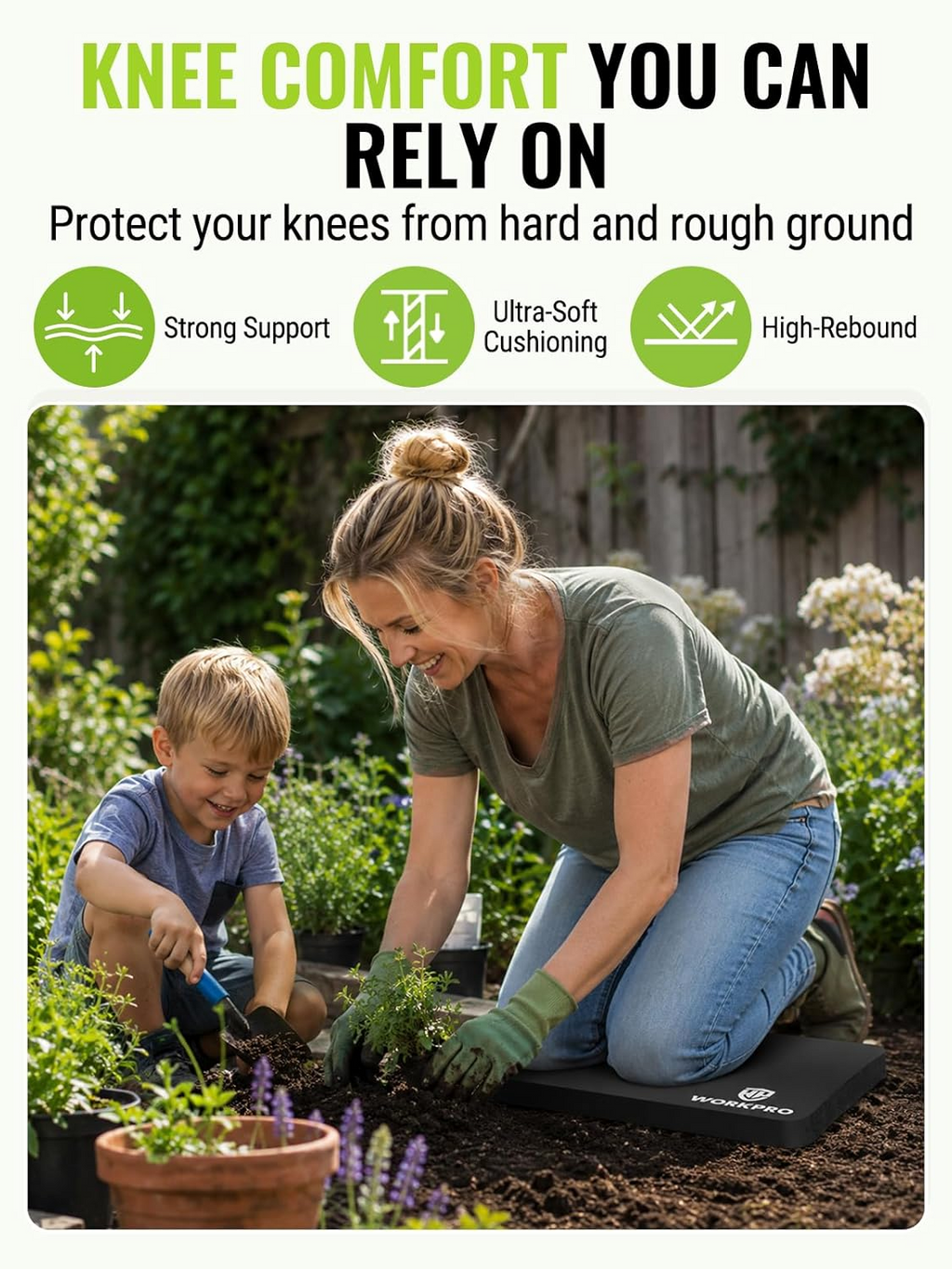 WORKPRO Extra Thick Kneeling Pad, 2 Pack, 17.5 x 11 x 1.5 in, Black | Soft NBR Foam Cushioning for Knee, Large Foam Kneeler Mat, For Gardening, Bathing Baby, Exercise, Workout Supplies allveramart