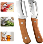 2026 Upgrade Vegetable Peeler With Wooden Handle, Stainless Steel Wide Blade Potato and Carrot Peeler, 3-in-1 Veggie Peeler With Scallion Shredder and Bottle Opener for Kitchen, Camping and Trave allveramart