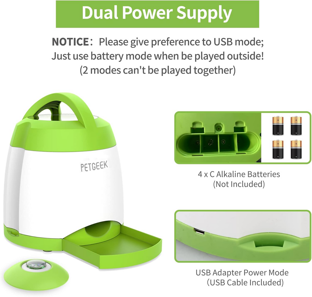 PETGEEK Dog Treat Dispenser with Button, Automatic Dog Feeder with Remote Control and Dual Power Supply, Dogs Puzzle Toys and Interactive Pet Stimulation Toys for Indoor or Outdoor Play(Green) allveramart