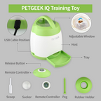 PETGEEK Dog Treat Dispenser with Button, Automatic Dog Feeder with Remote Control and Dual Power Supply, Dogs Puzzle Toys and Interactive Pet Stimulation Toys for Indoor or Outdoor Play(Green) allveramart