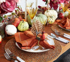 Thanksgiving Turkey Napkin Rings with Natural Feathers, Set of 4 All Vera Mart