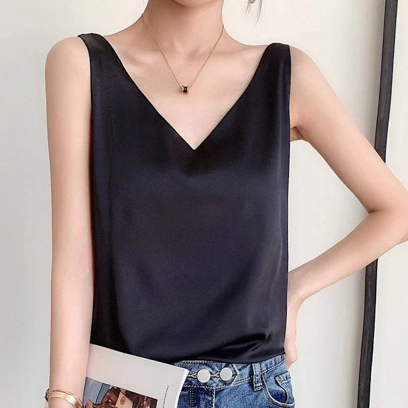 Silk-like Tank Top with Smooth Drape and Moisture Wicking, Breathable Fabric All Vera Mart