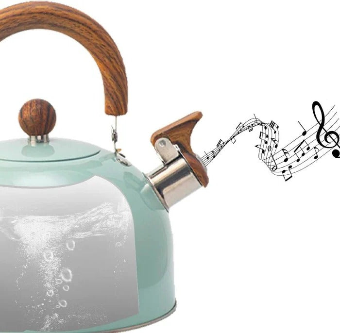 Stovetop Kettle with Automatic Whistle and Universal Heat Base for All Cooktops All Vera Mart