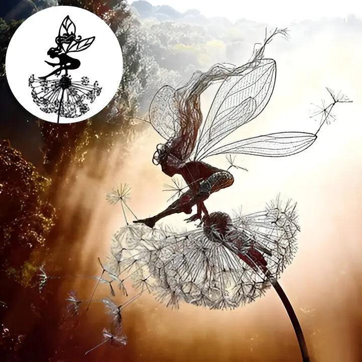 Garden Fairy Sculpture with Laser-Cut Steel and Powder-Coated Finish, Stake or Freestanding All Vera Mart