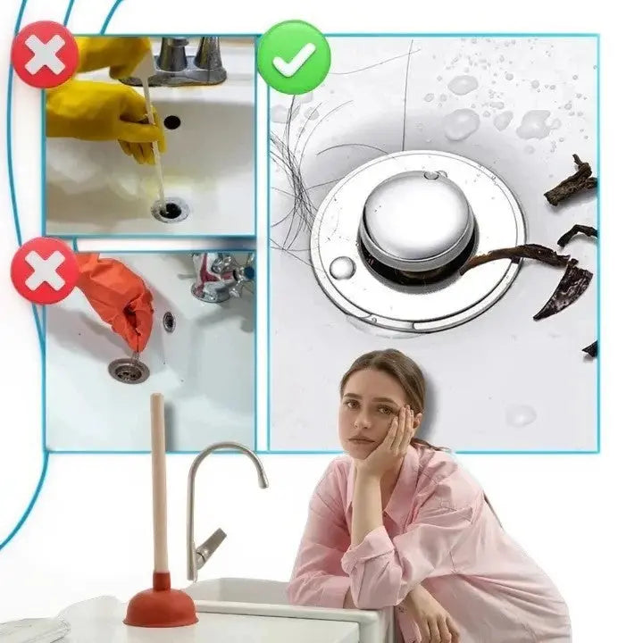 Sink Stopper with Pop Up Plug and Removable Strainer, Dual-Layer Silicone Seal All Vera Mart