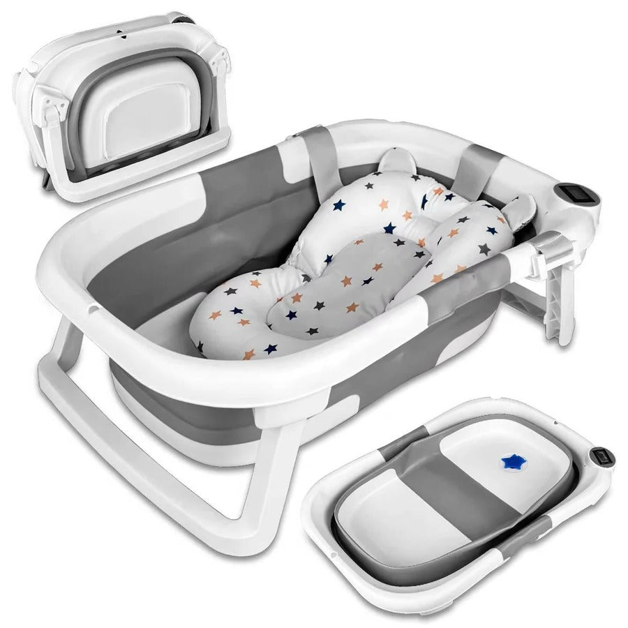 Newborn Bath Tub with Color Changing Temperature Alert and Non-Slip Footpads, Foldable Design All Vera Mart