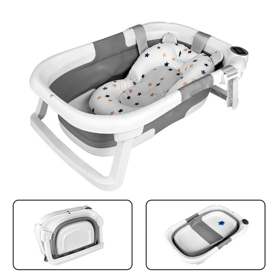 Newborn Bath Tub with Color Changing Temperature Alert and Non-Slip Footpads, Foldable Design All Vera Mart