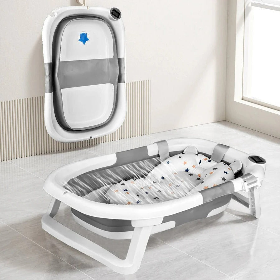 Newborn Bath Tub with Color Changing Temperature Alert and Non-Slip Footpads, Foldable Design All Vera Mart