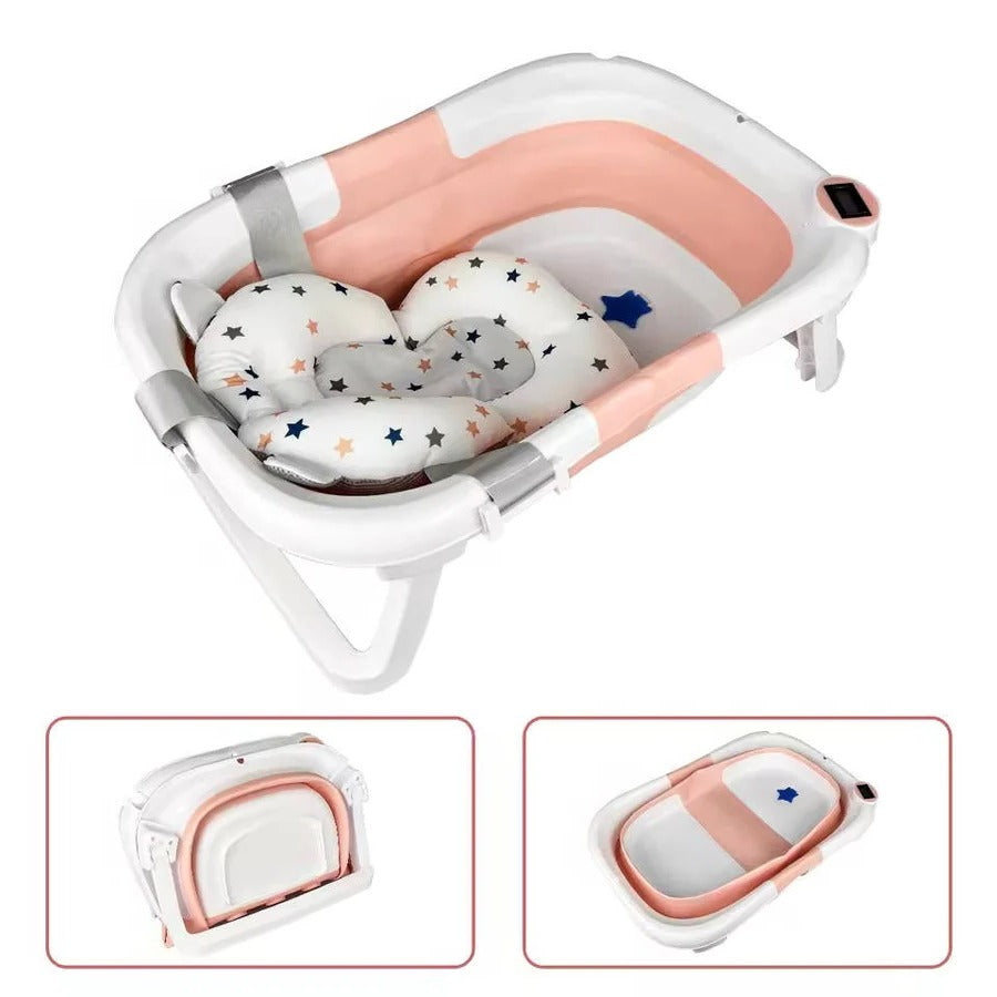 Newborn Bath Tub with Color Changing Temperature Alert and Non-Slip Footpads, Foldable Design All Vera Mart