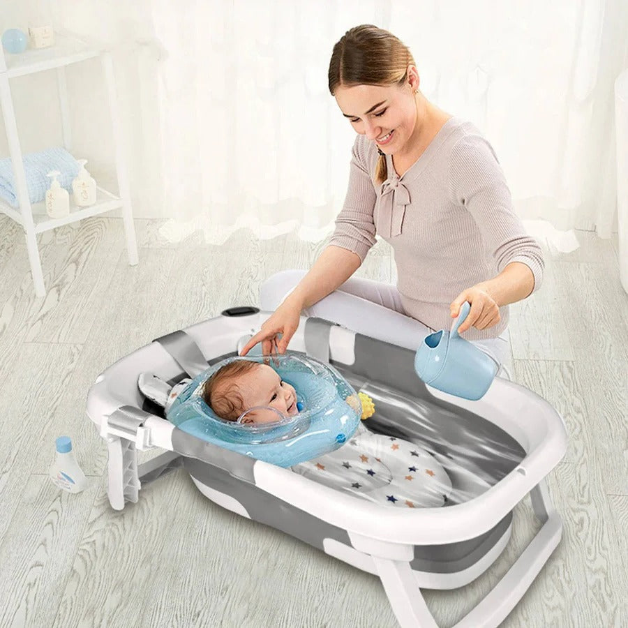 Newborn Bath Tub with Color Changing Temperature Alert and Non-Slip Footpads, Foldable Design All Vera Mart