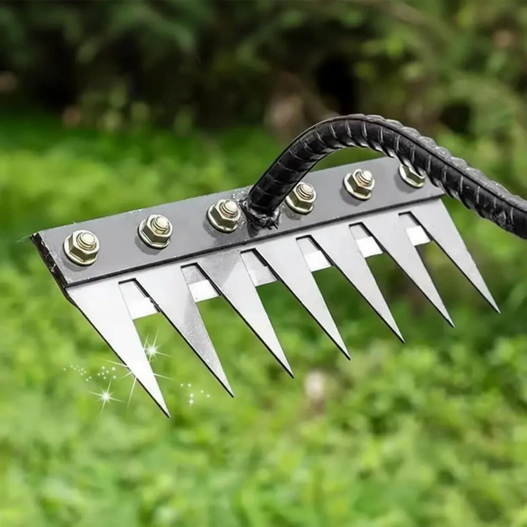 Garden Weeding Rake with Carbon Steel Head and Comfort Grip Collar, Narrow Tines All Vera Mart