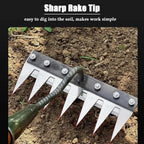 Garden Weeding Rake with Carbon Steel Head and Comfort Grip Collar, Narrow Tines All Vera Mart