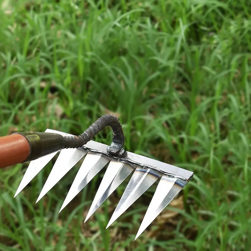 Garden Weeding Rake with Carbon Steel Head and Comfort Grip Collar, Narrow Tines All Vera Mart