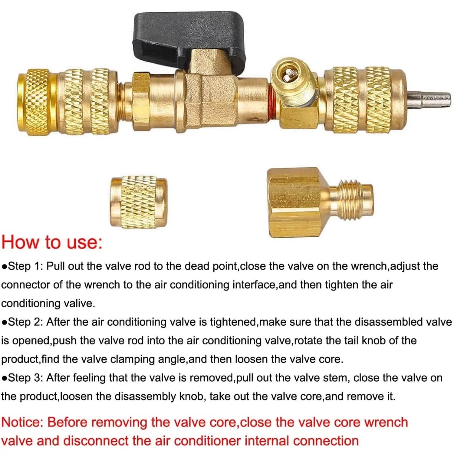 Valve Core Removal Tool with Dual SAE Ports and Metal Construction All Vera Mart