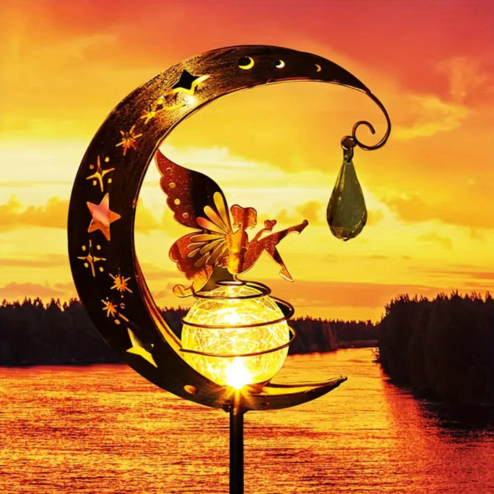 Solar Garden Stake Light with Moon and Fairy Design, Automatic Dusk Activation All Vera Mart