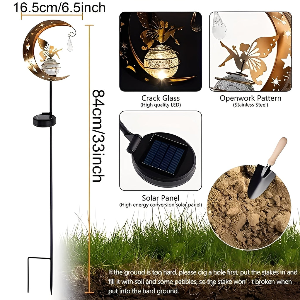 Solar Garden Stake Light with Moon and Fairy Design, Automatic Dusk Activation All Vera Mart