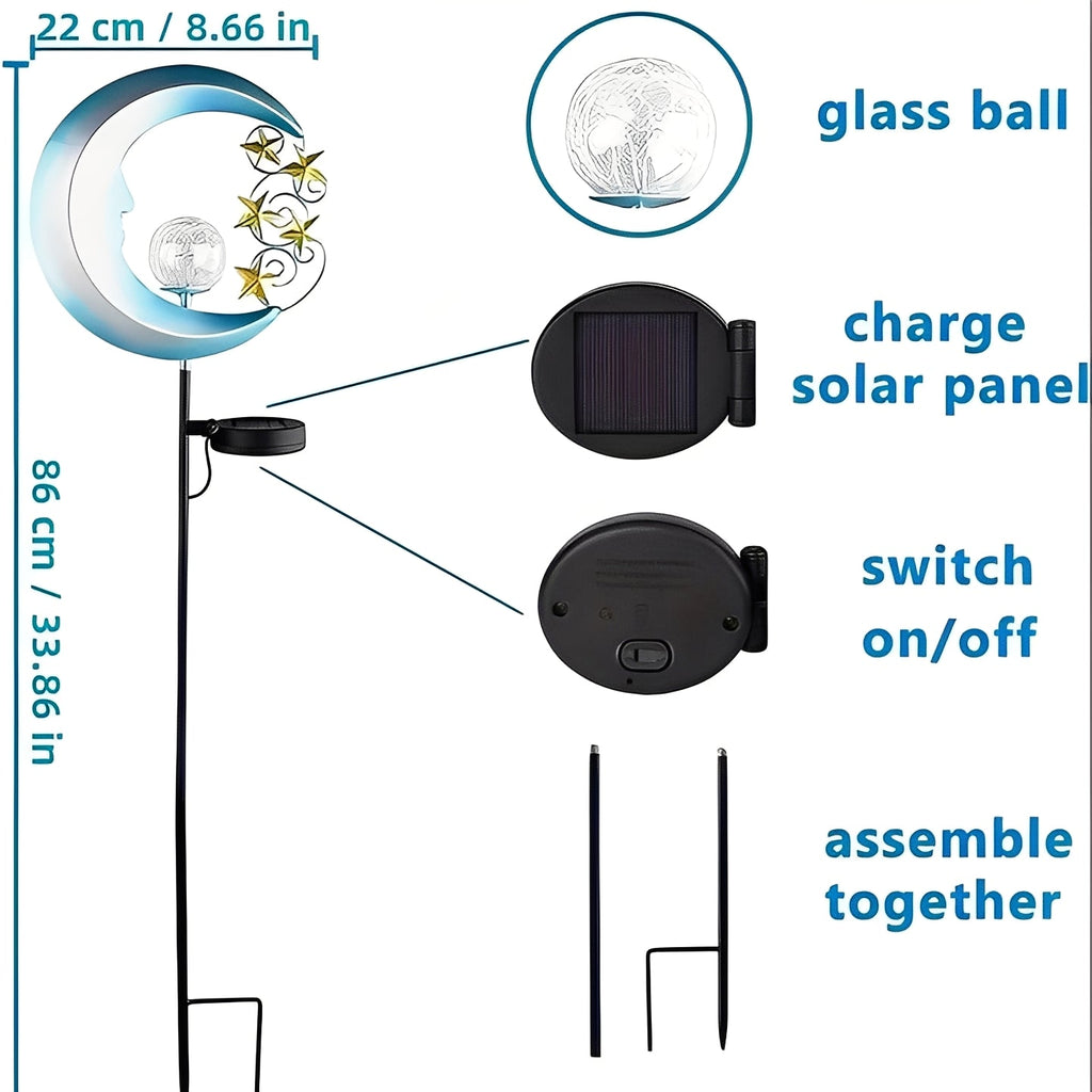 Solar Garden Stake Light with Moon and Fairy Design, Automatic Dusk Activation All Vera Mart