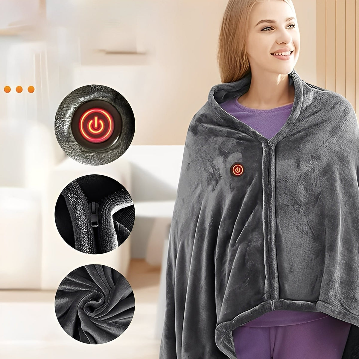 Heated Shawl with Carbon Fiber Heating Elements and Three Temperature Settings All Vera Mart