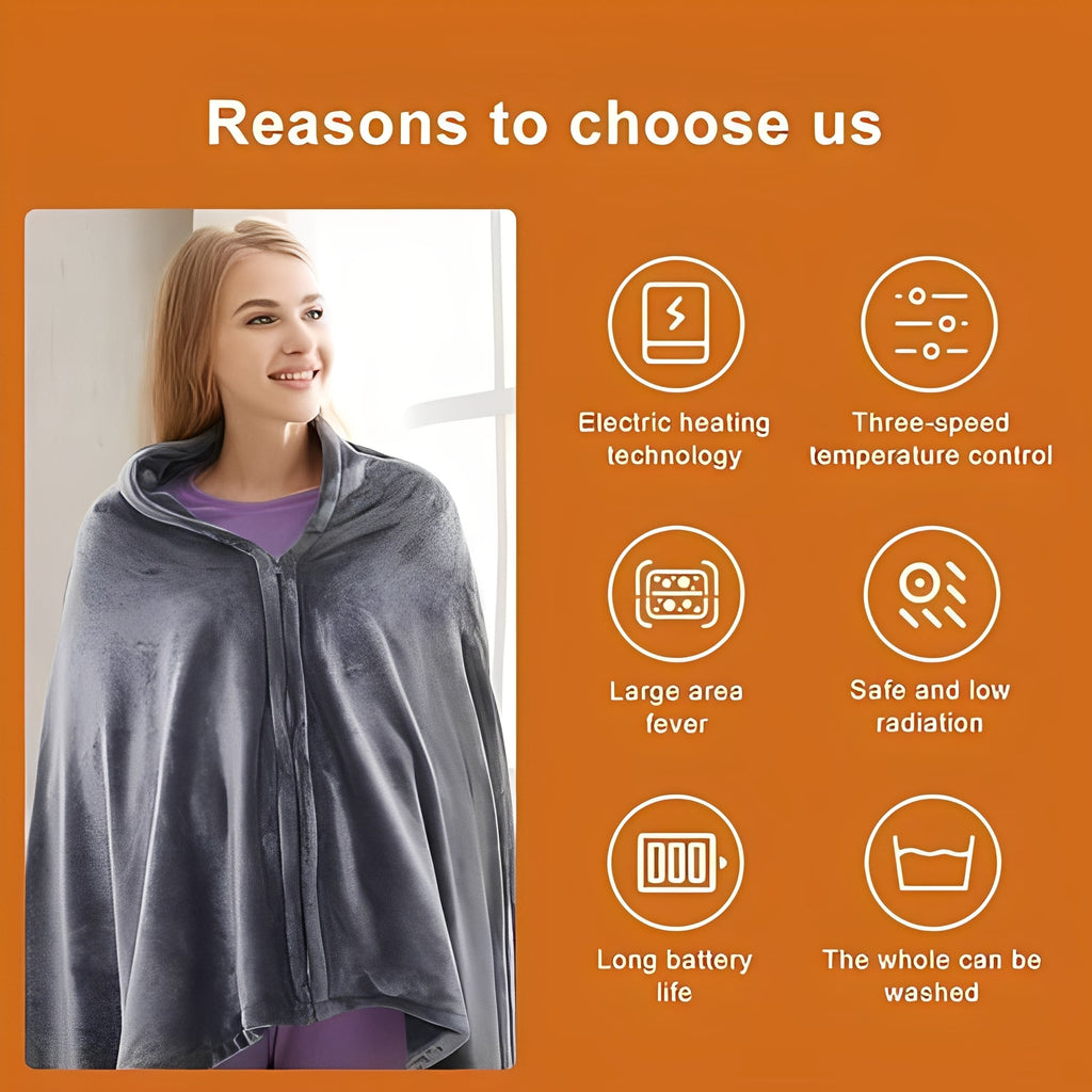 Heated Shawl with Carbon Fiber Heating Elements and Three Temperature Settings All Vera Mart