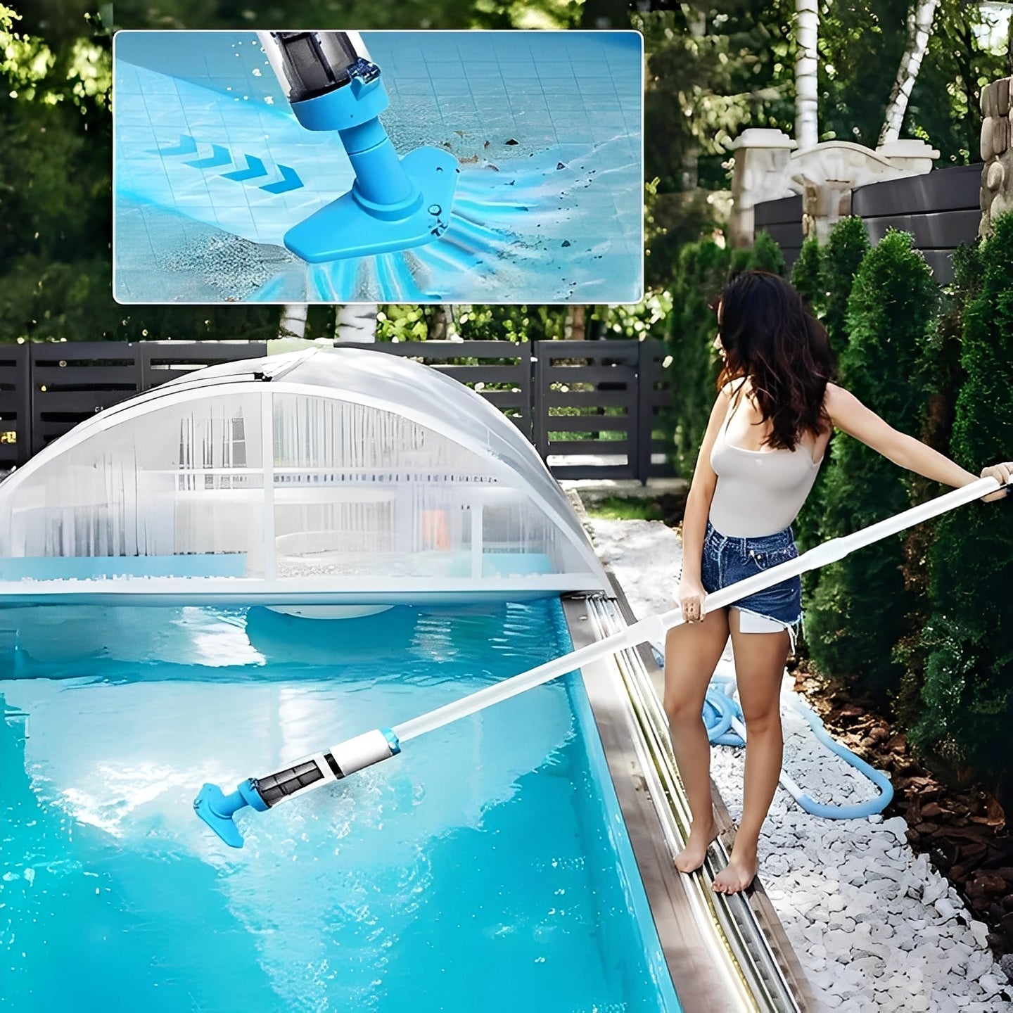 Rechargeable Pool Cleaner with Interchangeable Heads and Snap-On System All Vera Mart