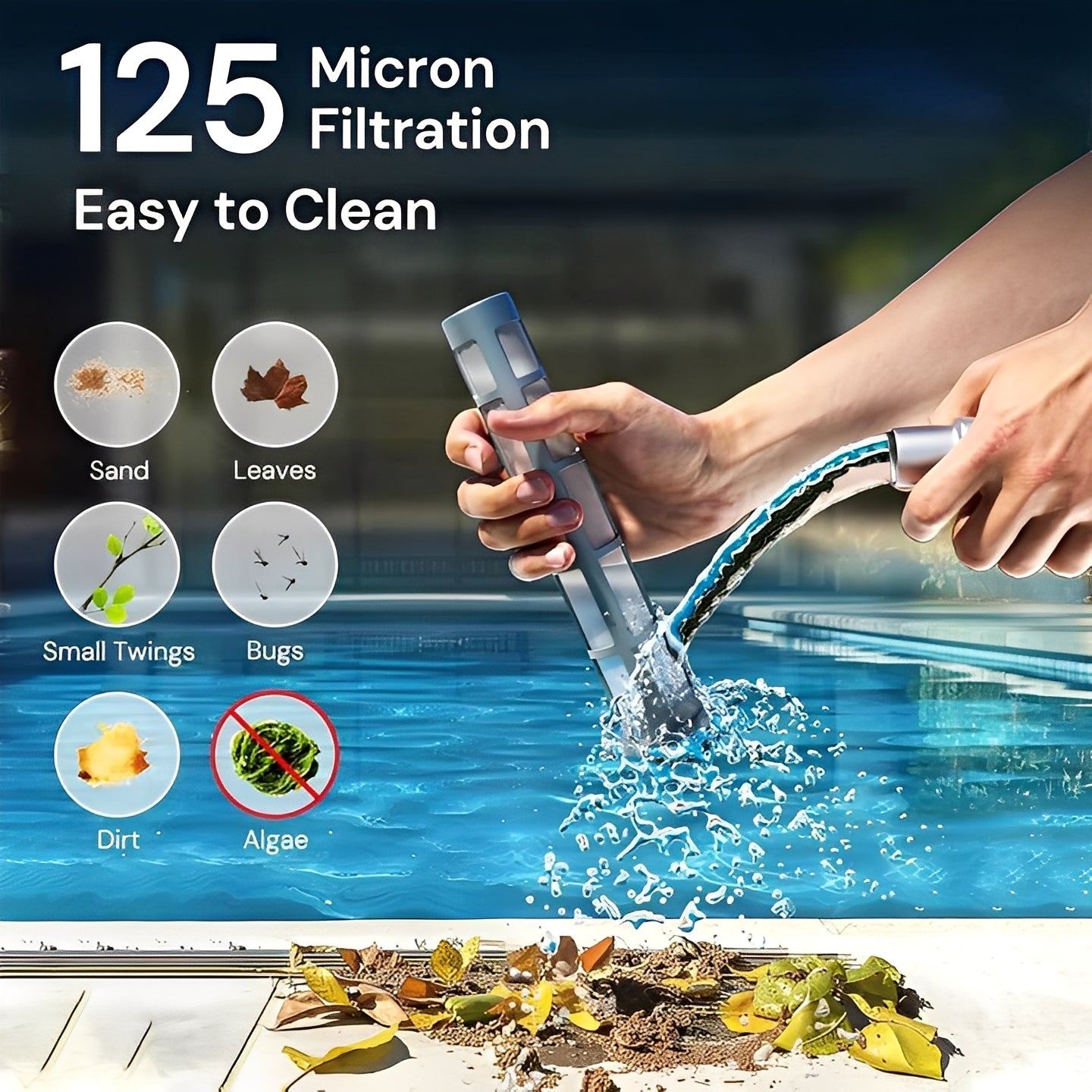 Rechargeable Pool Cleaner with Interchangeable Heads and Snap-On System All Vera Mart