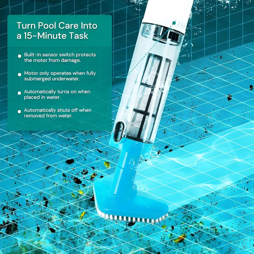 Rechargeable Pool Cleaner with Interchangeable Heads and Snap-On System All Vera Mart