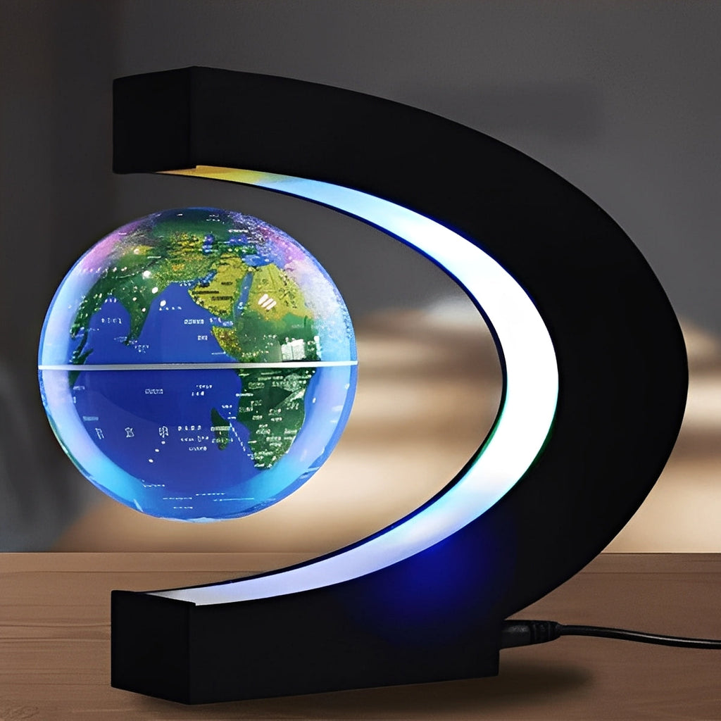 Levitating Globe with Electromagnetic Suspension and Built-In LED Ring Light All Vera Mart