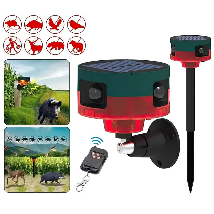 Solar Motion Activated Pest Deterrent with LED Strobe Lights and 13 Sound Patterns All Vera Mart