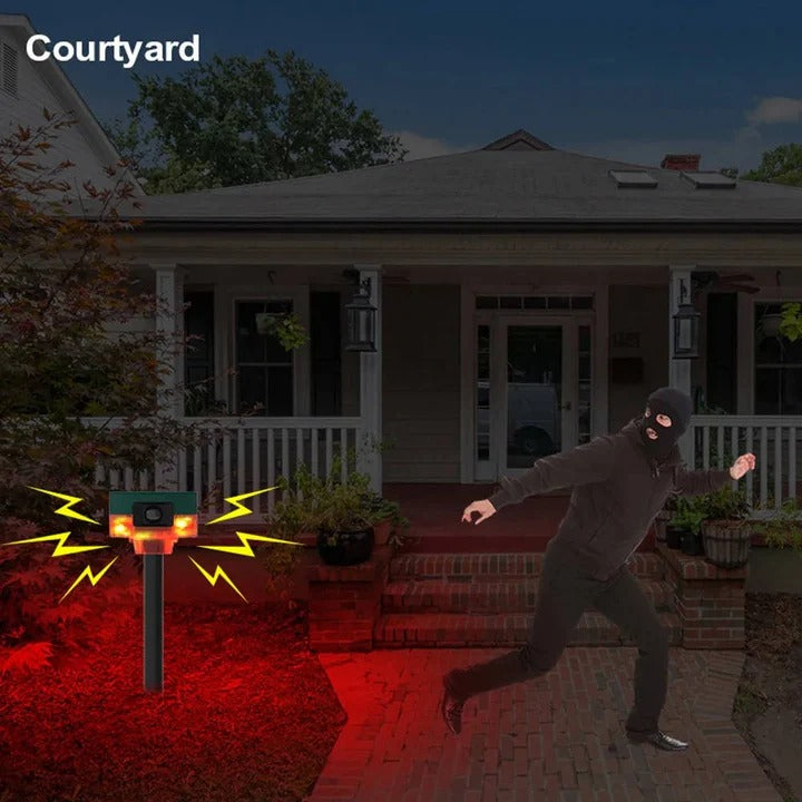 Solar Motion Activated Pest Deterrent with LED Strobe Lights and 13 Sound Patterns All Vera Mart