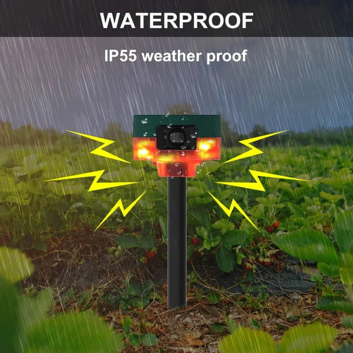 Solar Motion Activated Pest Deterrent with LED Strobe Lights and 13 Sound Patterns All Vera Mart