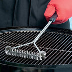 Long Handle Grill Brush with Stainless Steel Bristles and Textured Grip All Vera Mart