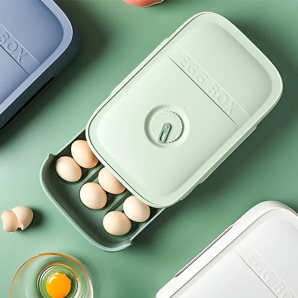 Egg Storage Tray with Rotating Date Dial and Stackable Design All Vera Mart