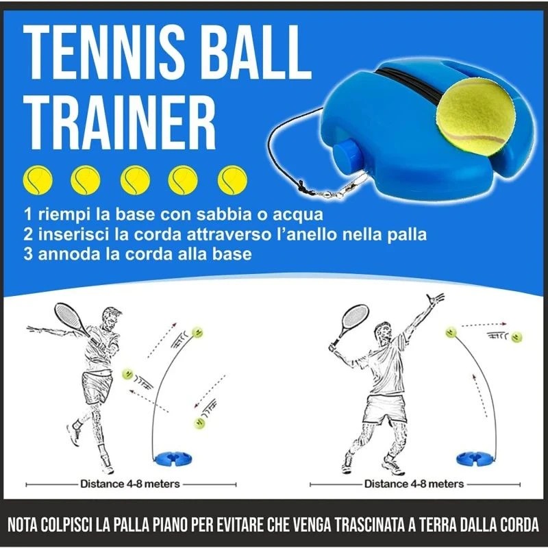 Tennis Training Base with Automatic Ball Return and Adjustable Rebound All Vera Mart
